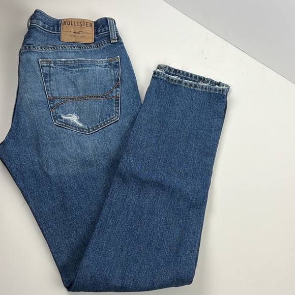 Men's Hollister Light Wash Ripped Distressed Skinny Denim Jeans 32 x 32 - Picture 7 of 8